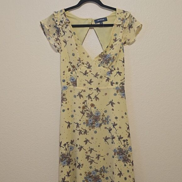 Modcloth Dragonfly Floral Maxi Dress, Open back, Size 2 - Picture 3 of 12